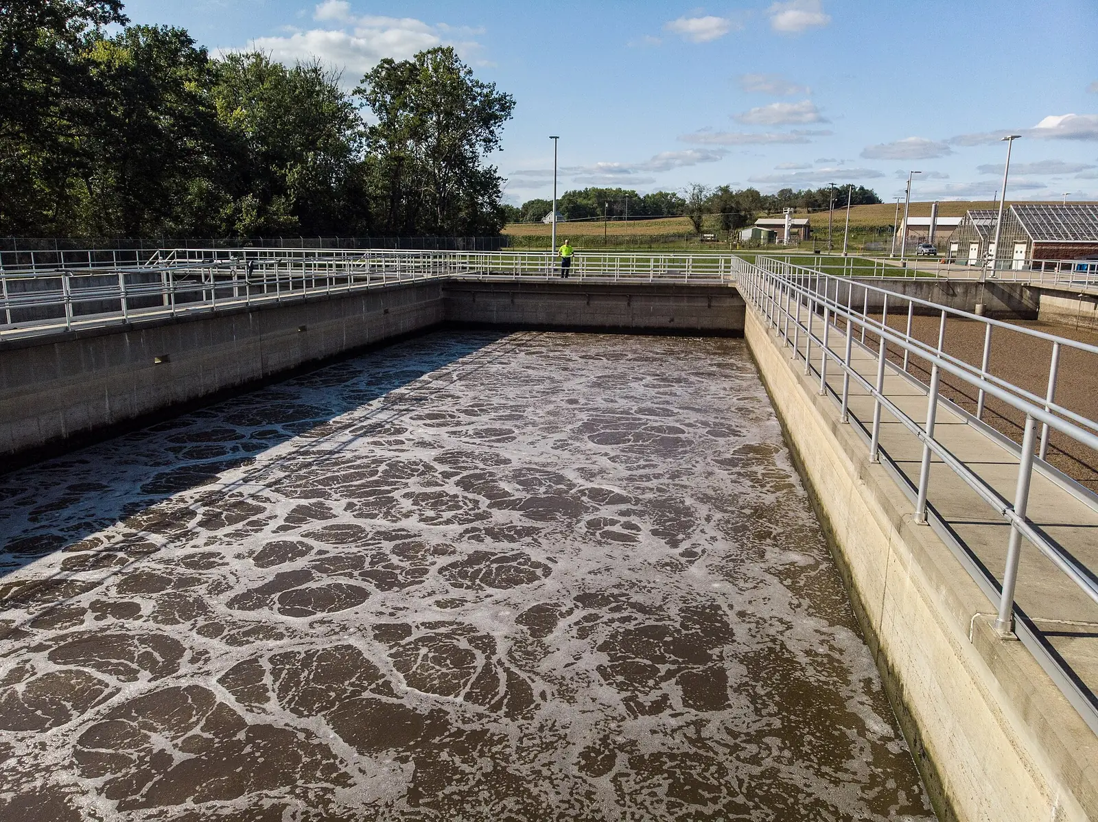 Aeration basins at a municipal wastewater treatment plant